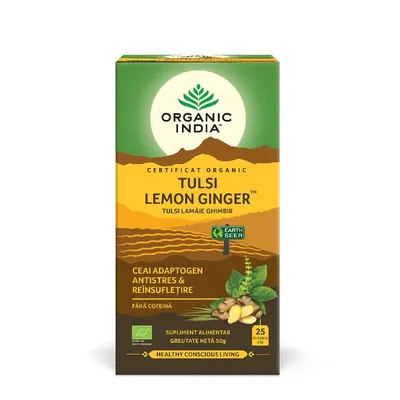 ORGANIC INDIA CEAI ADAPTOGEN TULSI LAMAIE GIMBIR BIO 25 PLICURI