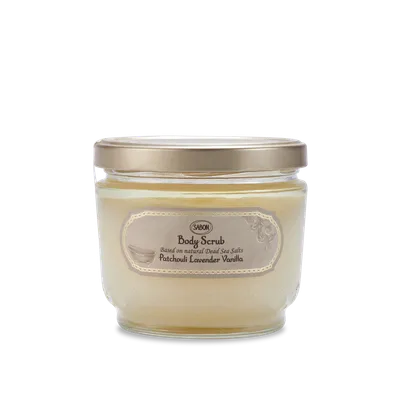 Exfoliant pentru corp Patchouli Lavander Vanilla, 600g, Sabon