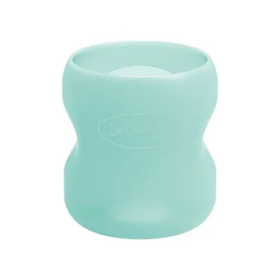 Protectie silicon pentru biberon din sticla cu gat larg verde menta, 150ml, Dr. Brown's