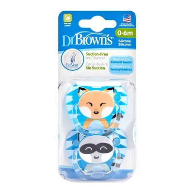 Suzeta animal face Nivel 1 baieti, 2 bucati, Dr. Brown's