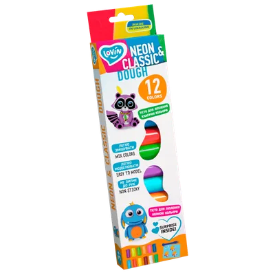 Set plastilina Lovin Neon&Classic Dough, 12 x15g, Oktoclay