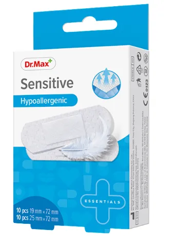 Dr. Max Plasturi Sensitive, 10 bucati x 19x72mm & 10 bucati x 25x72mm