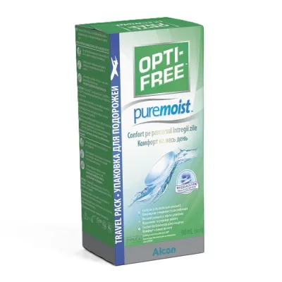 Solutie pentru intretinerea lentilelor de contact Opti-Free Pure Moist, 90 ml, Alcon