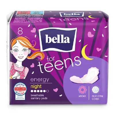 Absorbante igienice Teens Energy night, 8 bucati, Bella