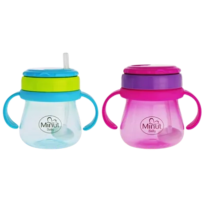Cana anticurgere cu pai mobil 6+ Baby, 250ml, Minut