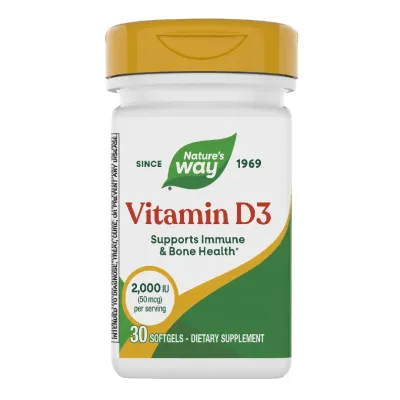 Vitamina D3 2000 UI, Nature's Way, 30 capsule moi, Secom
