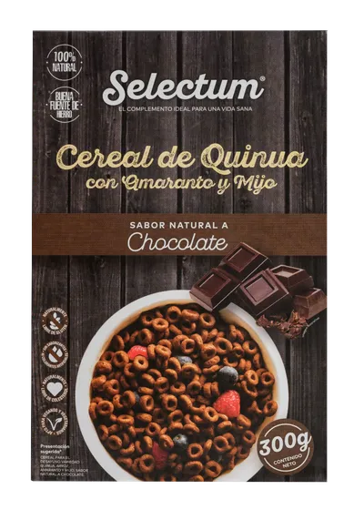 Cereale de quinoa cu amarant si mei cu aroma de ciocolata, 300g, Selectum