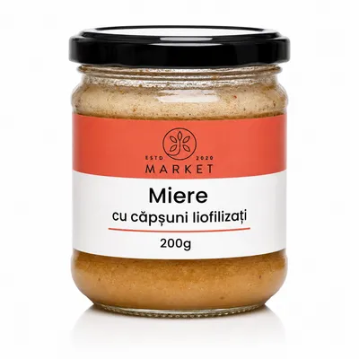 Miere cu Căpșuni Liofilizate, 200 g, Bio-Market