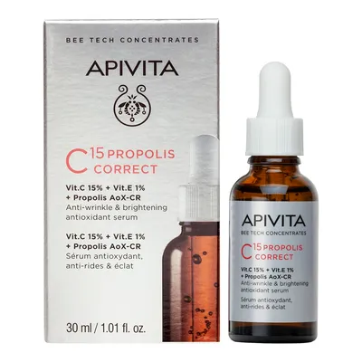 Ser corector antirid cu vitamina C Bee Tech C15, 30 ml, Apivita