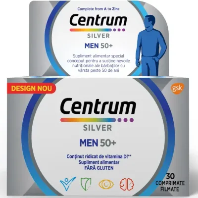 Centrum de la A la Z Silver 50+ pentru barbati, 30 comprimate, GSK