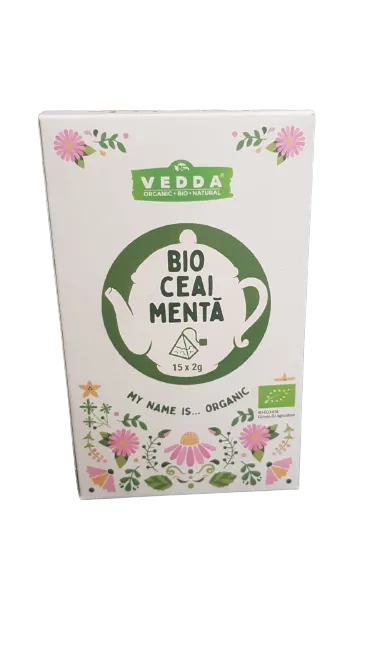 Ceai de menta Bio Piramida, 15 plicuri x 2g, Vedda