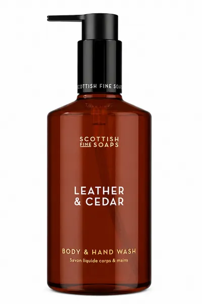 Săpun Lichid pentru Mâini și Corp Leather & Cedar, 300 ml, Scottish Fine Soaps