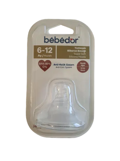 Tetina din silicon pentru biberon cu gura larga de la 6-12 luni 332, 1 bucata, Bebe D' Or