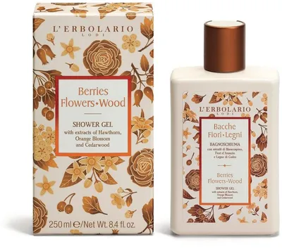 L'Erbolario Gel de dus cu extract de merisoare, floare de portocal si cedru, 250ml