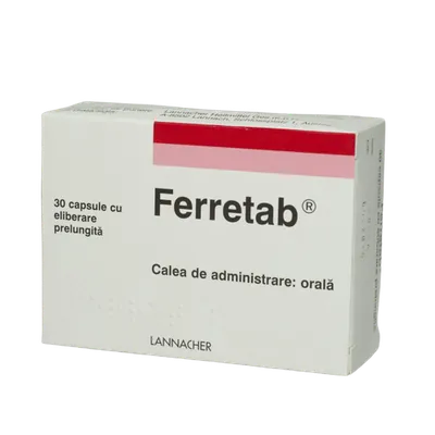 Ferretab 50mg+0,5mg, 30 capsule cu eliberare prelungita, Lannacher