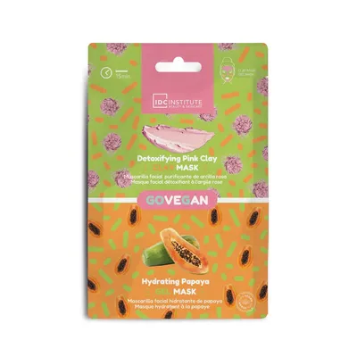 Set de 2 masti faciale cu Argila roz 6ml + Papaya 6ml Skincare essentials, 1 bucata, IDC Institute