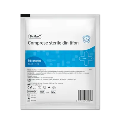 Dr. Max Comprese sterile taiate 10cm x 8cm, 50 bucati