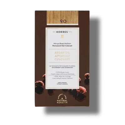 Vopsea de par Argan Oil 9.0 Very Light Blonde, 50ml, Korres
