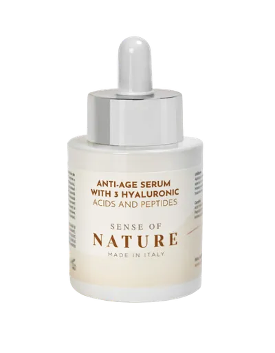 Ser anti age cu 3 molecule acid hialuronic si peptide, 30ml, Sense of Nature