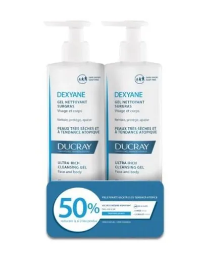 Pachet Dexyane Gel de curatare 400ml 1+50% reducere la al doilea produs, Ducray