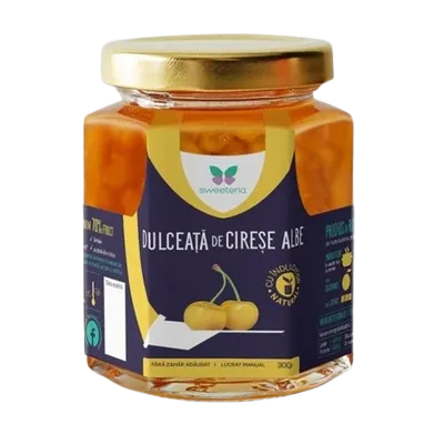 Dulceata de cirese albe cu indulcitor natural, 300g, Sweeteria