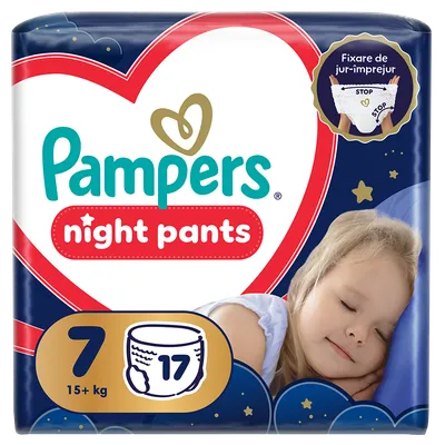 Scutece-chilotel Night Pants Marimea 7 pentru 15+kg, 17 bucati, Pampers