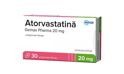 Atorvastatina 20 mg, 30 comprimate filmate, Gemax