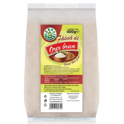 Faina din orez brun Herbalsana, 400 g, Herbavit