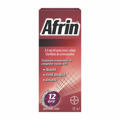 Afrin decongestionant nazal spray, 0,5 mg/ml, Bayer, 15 ml