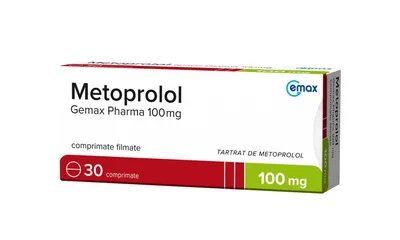 Metoprolol 100mg, 30 comprimate filmate, Gemax