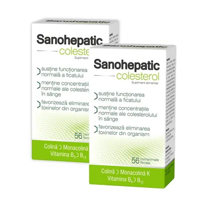 Pachet Sanohepatic Colesterol, 2 x 56 comprimate, Zdrovit