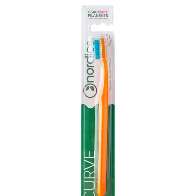 Periuta de dinti cu 6.580 de peri Soft, culoare portocaliu + albastru, 1 bucata, Nordics