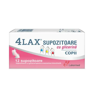 4Lax Supozitoare cu glicerina pentru copii, 12 supozitoare, Labormed