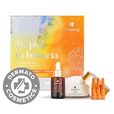 Pachet Ser C-Vit 30ml + Crema de fata C-Vit 50ml + 3 Fiole Intensive C-Vit 1.5ml, Sesderma