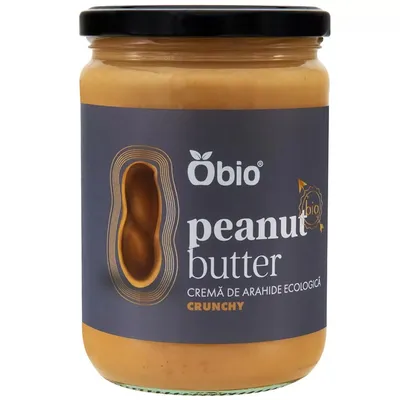 Crema de arahide crunchy bio, 500g, Obio