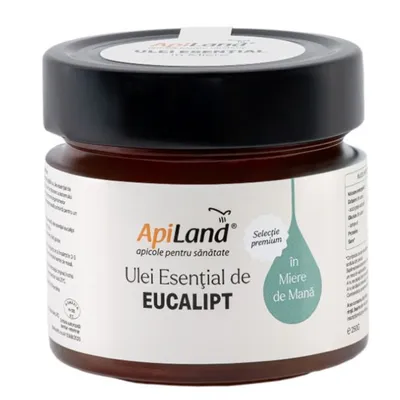 Miere de mana cu ulei esential de eucalipt, 250 g, Apiland