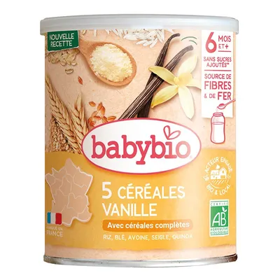 Bio 5 cereale cu vanilie si quinoa, 220g, BabyBio