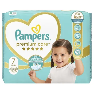 PAMPERS PREMIUM CARE 15+ KG 32 BUCATI MARIMEA 7