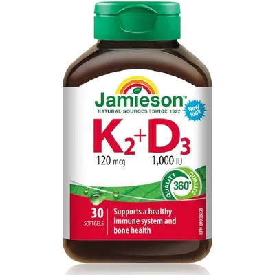 JAMIESON VITAMINA K2 120MCG+D3 1000UI 30 CAPSULE