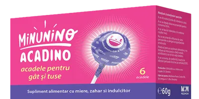 Acadino acadele pentru gat si tuse Minunino, 6 bucati, Medimow