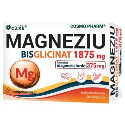 Magneziu Bisglycinat, 1875mg, 30 comprimate, Cosmopharm