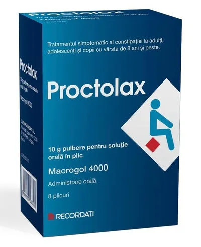 Proctolax 10 g x 8 Plicuri cu Pulbere pentru Soluție Orală, Casen Recordati