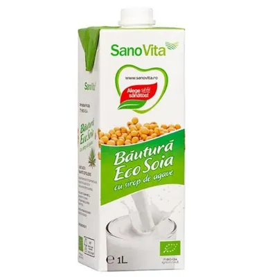 Bautura BIO din soia cu sirop de agave si fara zahar, 1l, SanoVita