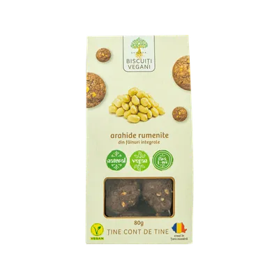 Biscuiti vegani cu arahide rumenite, 80g, Govinda