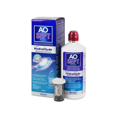 Solutie de ingrijire a lentilelor de contact Aosept Plus cu HydraGlyde Moisture Matrix, 360 ml, Alcon