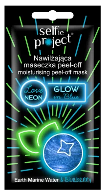 Masca exfolianta matifianta neon cu afine Glow in Blue, 10ml, Selfie Project