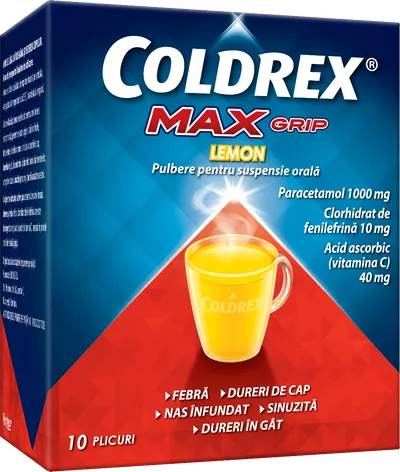 Coldrex Maxgrip Lemon, 10 plicuri, Perrigo