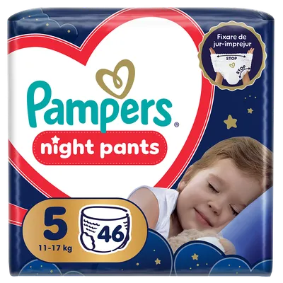 Scutece-chilotel de noapte Night Pants Marimea 5 pentru 11-17kg, 46 bucati, Pampers