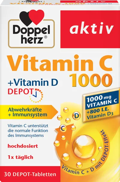 Vitamina C 1000 + Vitamina D Depot, 30 comprimate, Doppelherz