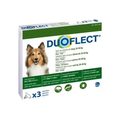 Duoflect câini (20–40 kg), antiparazitar extern, soluție spot – on, 3 pipete – Ceva Sante Animale RO